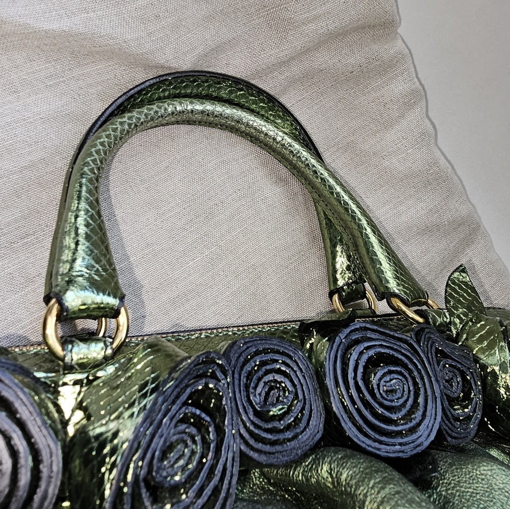Authentic Green Metallic Python/Leather Valentino… - image 7